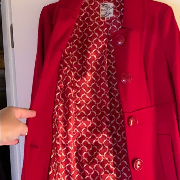 Red women’s pea coat - Picture 3 of 7